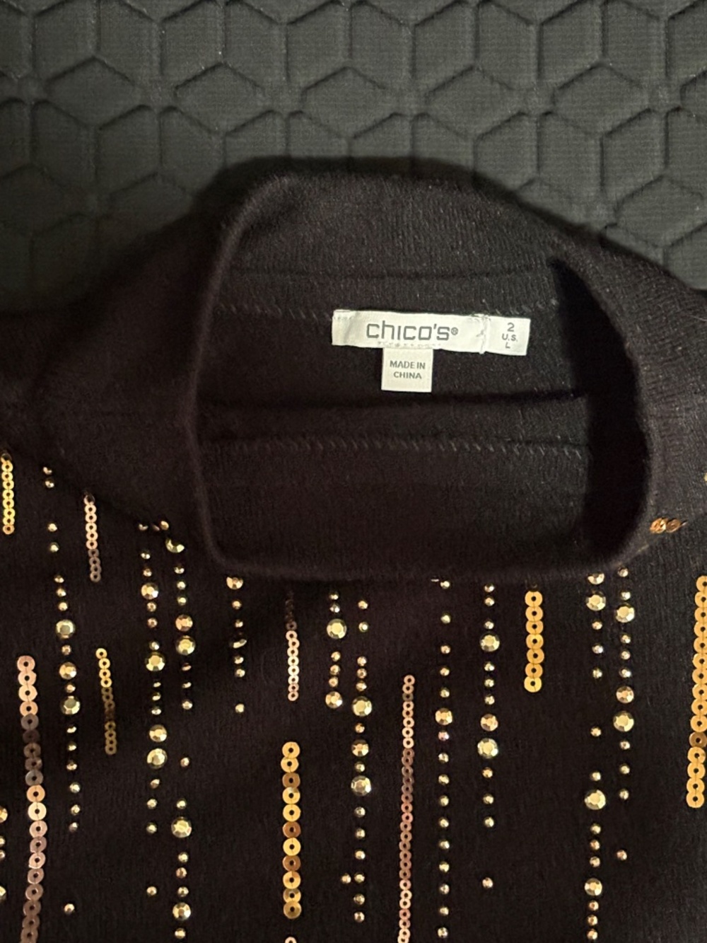 Chico's Ombré Sequin Pullover Sweater in Black, size 2 (Large) - Picture 2 of 5
